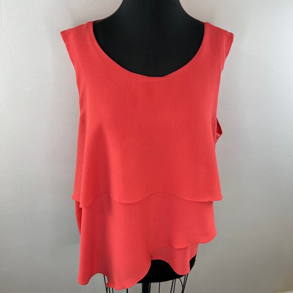 Soft Surroundings Orange Knit Asymmetric Layered Tank Sleeveless Blouse Plus 2X - Picture 2 of 7